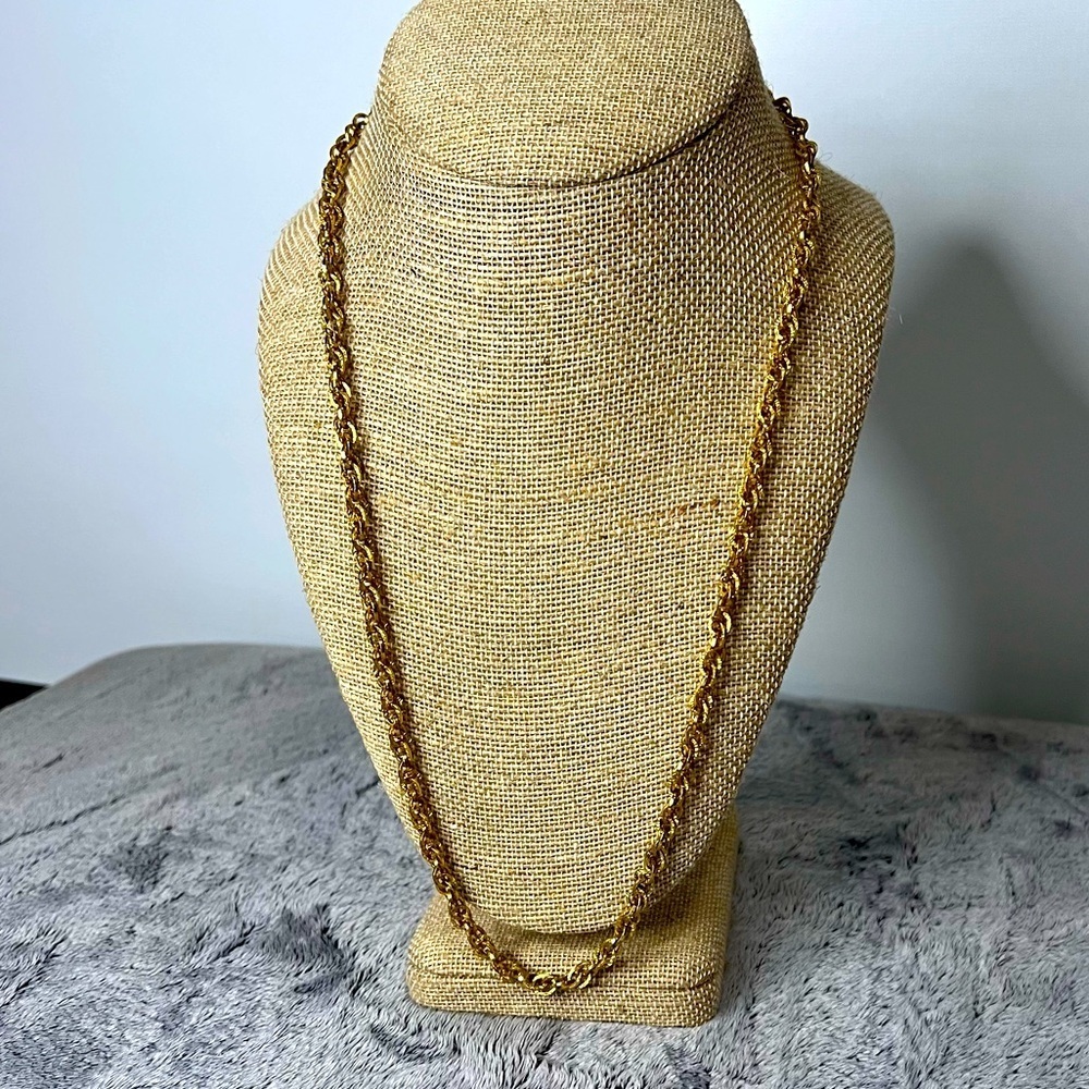 Vintage Gold Tone Twist Rope Chain Necklace 24in